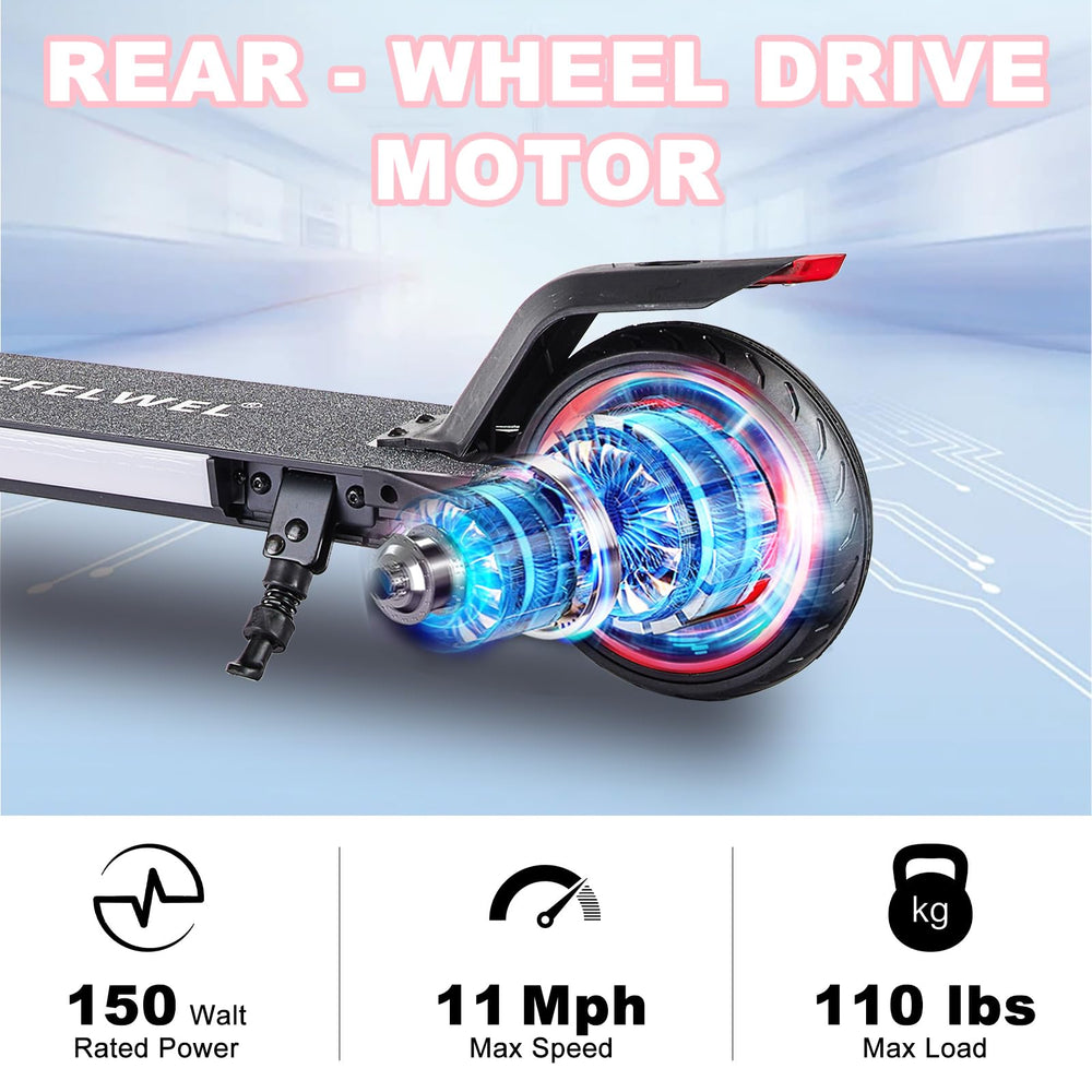 LEFELWEL scooter safety features including non-slip handle and pedals