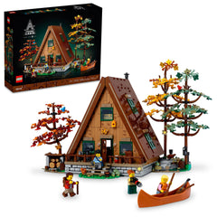 LEGO Ideas A-Frame Cabin exterior front view for display and charm