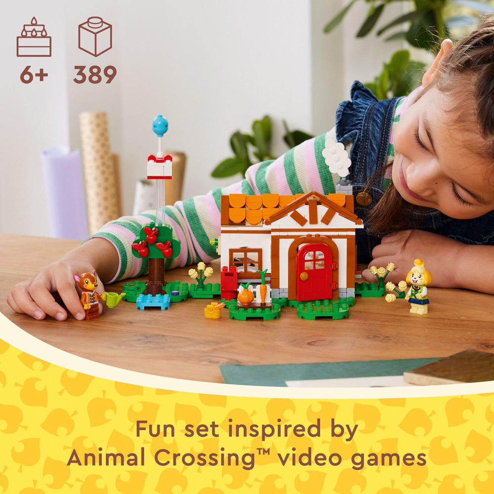 LEGO Animal Crossing Isabelle figure joined by interactive accessories for creative scenes