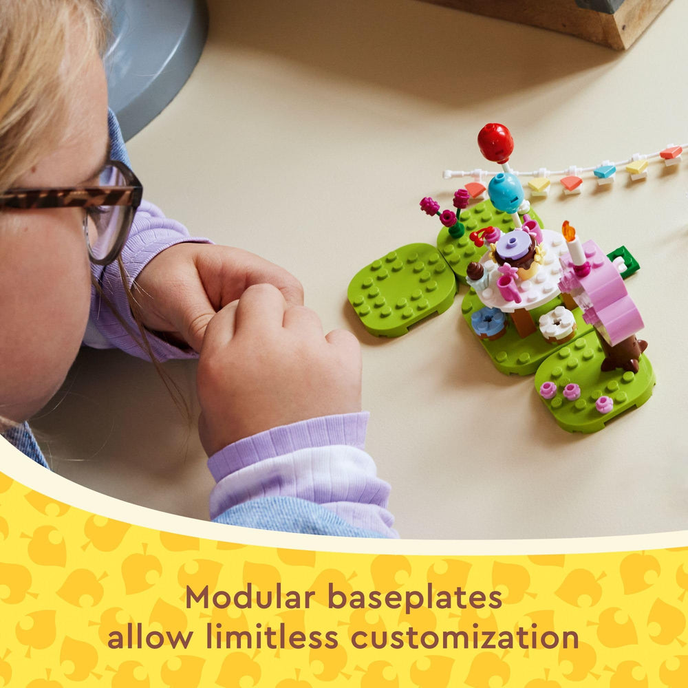 LEGO Animal Crossing microphone and bell coin add authentic party details for role play.