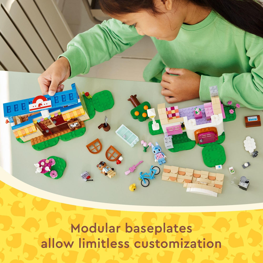 LEGO Animal Crossing Tom Nook minifigure invites kids to build shopkeeper adventures.
