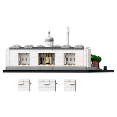 LEGO Architecture 21045 Trafalgar Square trees and lampposts, enhances realism in a compact model.