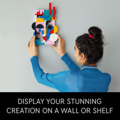 LEGO Art 31210 circle pieces introduce playful shapes as a modern centerpiece.