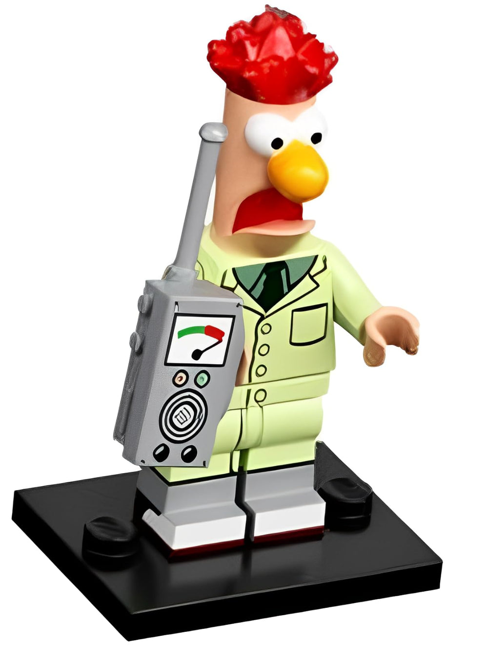 LEGO Beaker minifigure with purple cape, ideal for display and creative play.