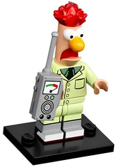 LEGO Beaker minifigure with purple cape, ideal for display and creative play.