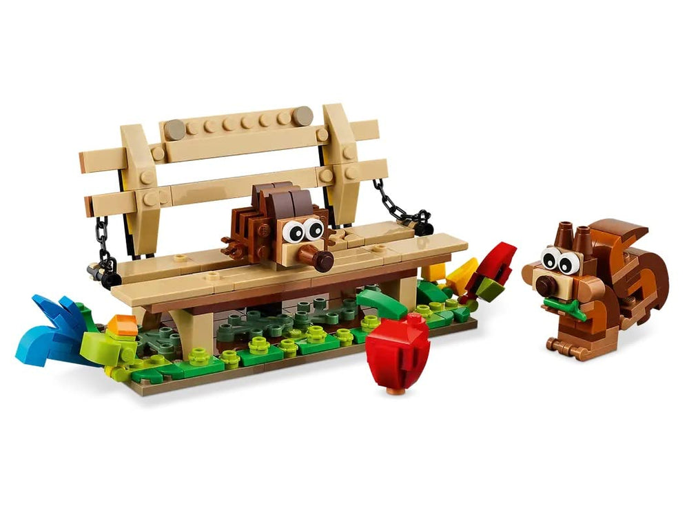 LEGO hedgehog and squirrel build introduces forest animal characters.