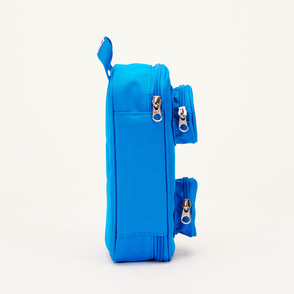 LEGO Brick Pouch blue stud-style zip pockets help separate small items securely