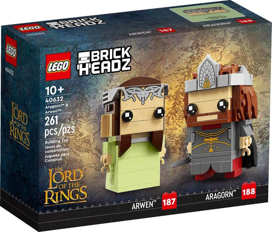 LEGO BrickHeadz Aragorn & Arwen 40632 display figures for shelf-worthy fandom
