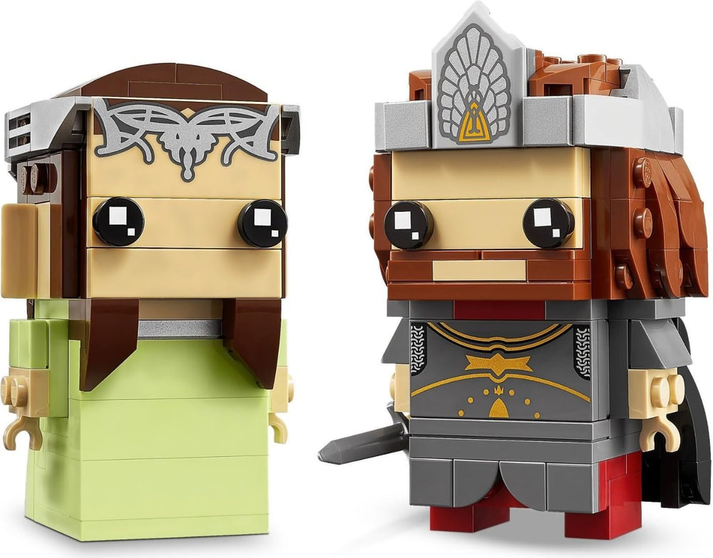LEGO BrickHeadz Aragorn & Arwen 40632 side view shows iconic silhouettes