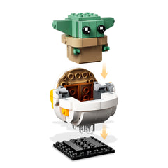 Hoverpram floating display with transparent supports in BrickHeadz set