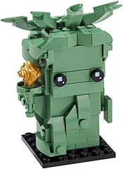 LEGO BrickHeadz Lady Liberty displayed on a shelf for decor