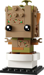 LEGO BrickHeadz Potted Groot close-up reveals character details for display.