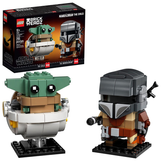 LEGO BrickHeadz Mandalorian and The Child display on a compact base
