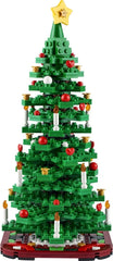 LEGO Christmas Tree ornaments and candles add colorful details.