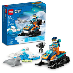 LEGO City Arctic Explorer Snowmobile with minifigure, dynamic play starter for imaginative adventures.