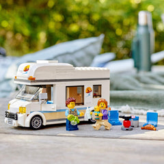 LEGO City camper assembly guide image showing Instructions PLUS for easy builds