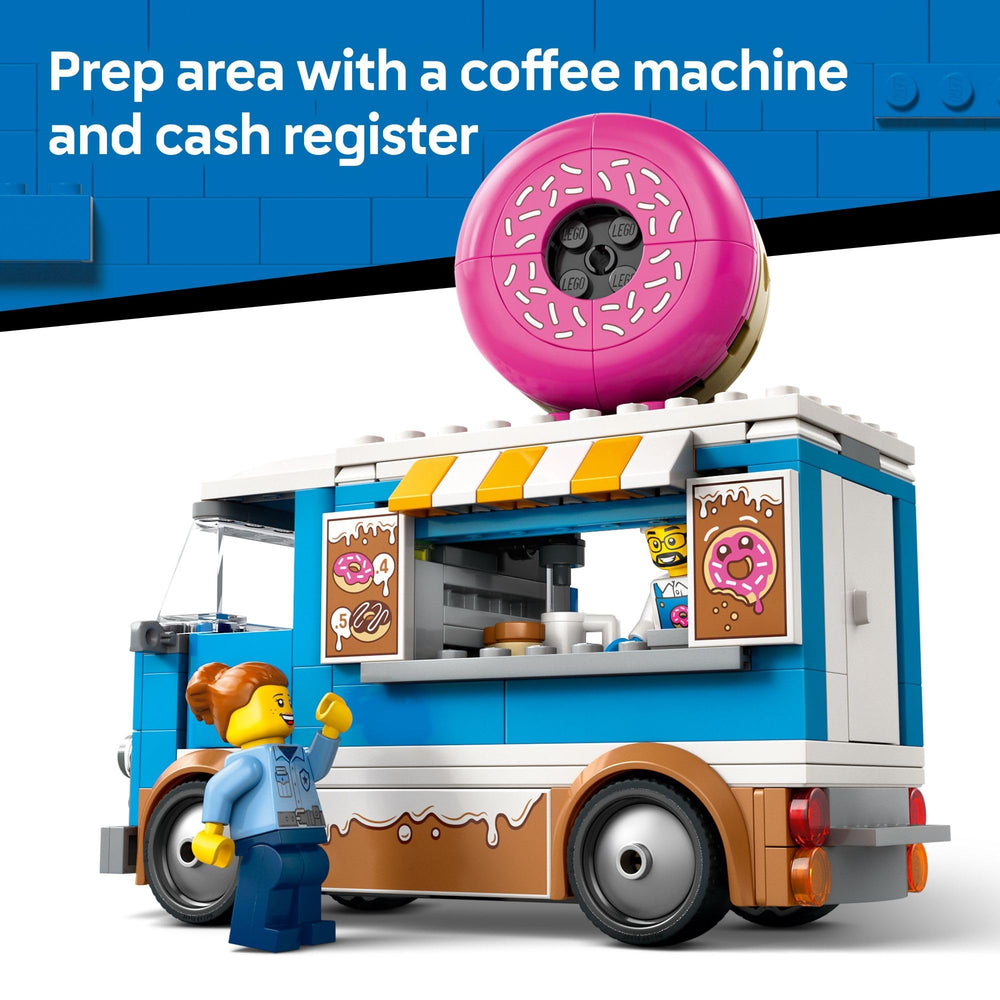 LEGO City Donut Truck minifigures invite social pretend-play interactions.