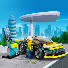 LEGO City Electric Sports Car tinted cockpit for junior driver immersion.