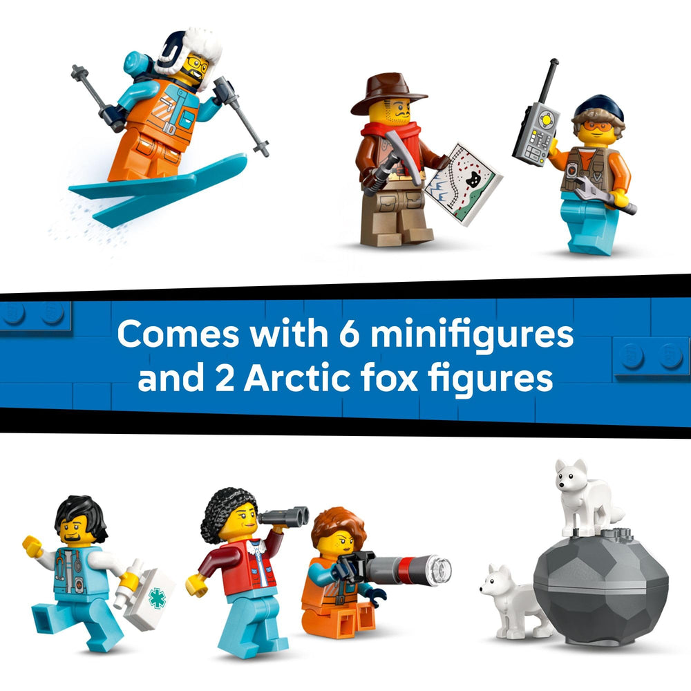 LEGO City Explorers Arctic Polar Express explorer minifigures join snowy missions.