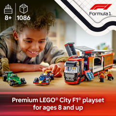 LEGO City F1 trailer with simulator room, ideal for immersive stories