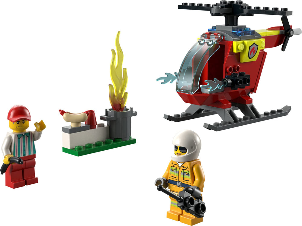 LEGO City Fire Helicopter includes hotdog vendor minifigure and accessories