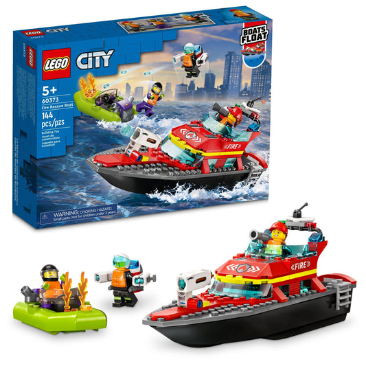 LEGO City Fire Rescue Boat 60373 front view for engaging water play