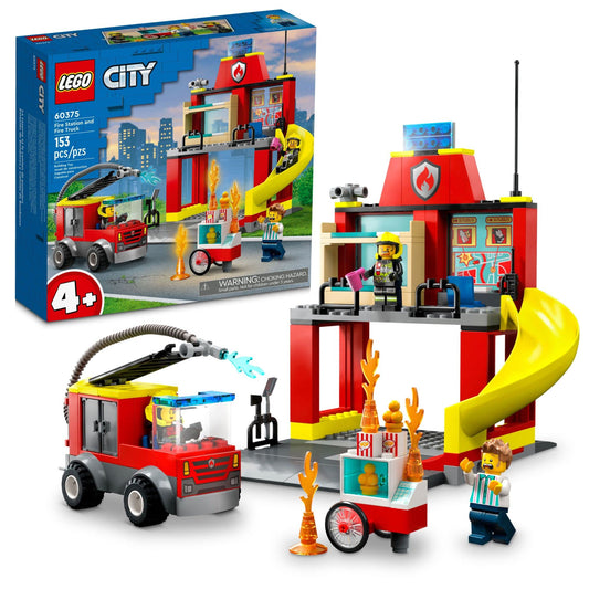 LEGO City 60375 fire station front view for imaginative play
