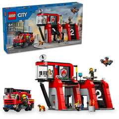LEGO City Fire Station with Fire Truck in action for kids ages 6+