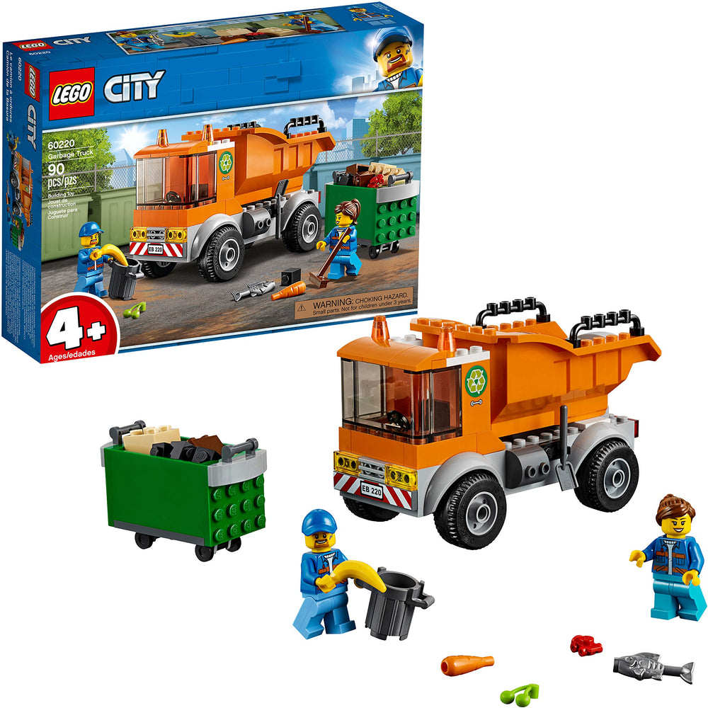 LEGO City Garbage Truck 60220 front view highlighting the sturdy cab.