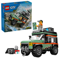 LEGO City Off-Road 4x4 Mountain Truck front view shows rugged tires for outdoor play.