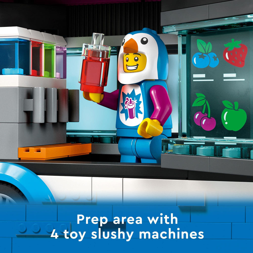 LEGO City Penguin Slushy Van four slushy machines emphasizing flavor play options