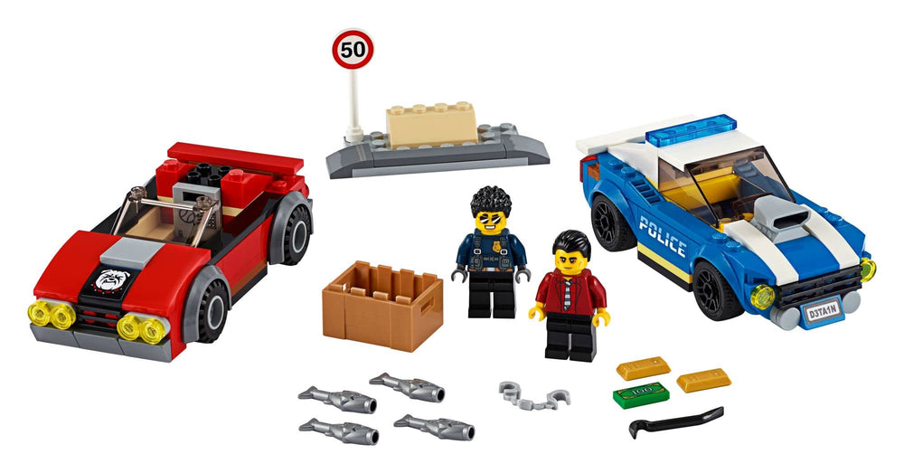 LEGO City Police Highway Arrest: Police car and pursuit vehicle for high-energy play