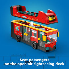 LEGO City Red Double-Decker Bus open-air deck invites kids to stage city adventures