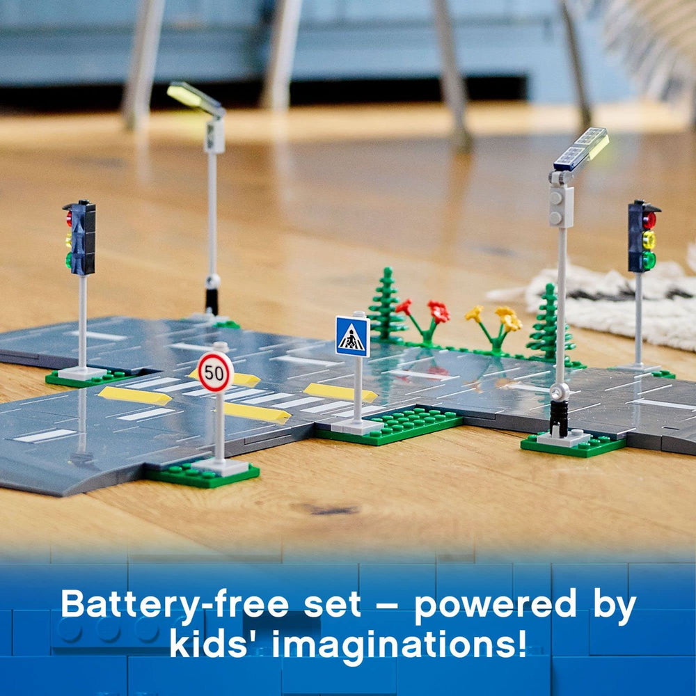 LEGO City Road Plates speed bumps create authentic traffic pauses in play.