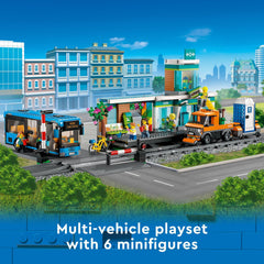 LEGO City Train Station 60335 ticket office—creative service counter scenes.