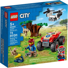LEGO City Wildlife Rescue ATV with tilt steering, grabber, and drone for imaginative play