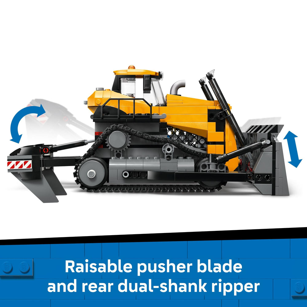 LEGO City Yellow Bulldozer cooling fan spins like real machinery during play.