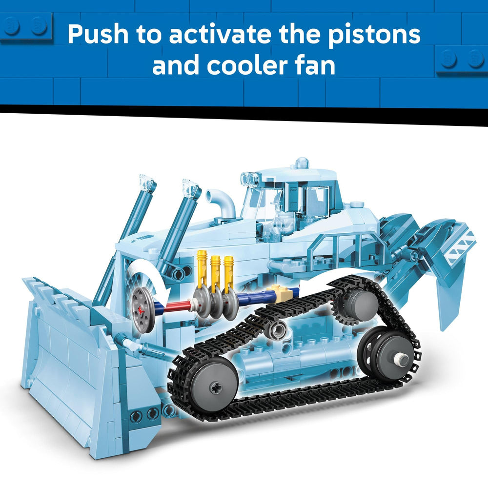 LEGO City Yellow Bulldozer driver and crew minifigures enable role play scenarios.