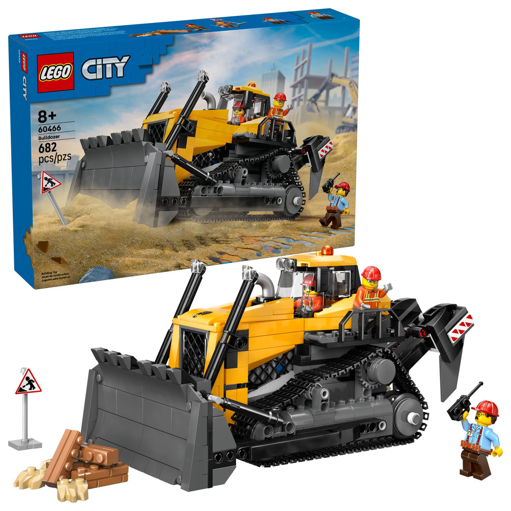 LEGO City Yellow Bulldozer front pusher blade for realistic construction play.