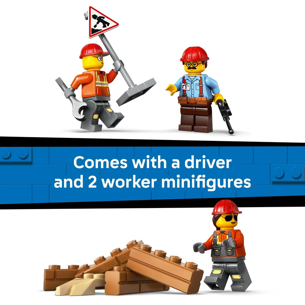 LEGO City Yellow Bulldozer job-site sign helps organize pretend work zones.