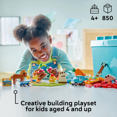 LEGO Classic carrot van build encourages early engineering and color exploration.