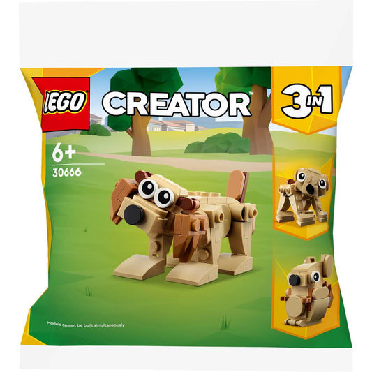 LEGO Creator 30666 dog model on display, ideal for imaginative play.