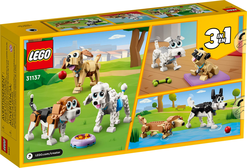 LEGO Creator 3in1 Adorable Dogs accessories including bowl and brush for role-play fun