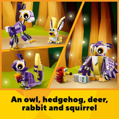 LEGO squirrel nibbling an acorn, highlighting playful forest details