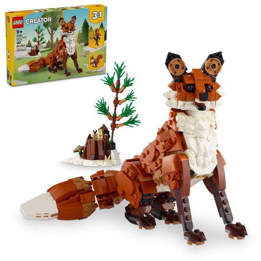 LEGO Creator 3in1 Red Fox toy, posable for imaginative woodland adventures.