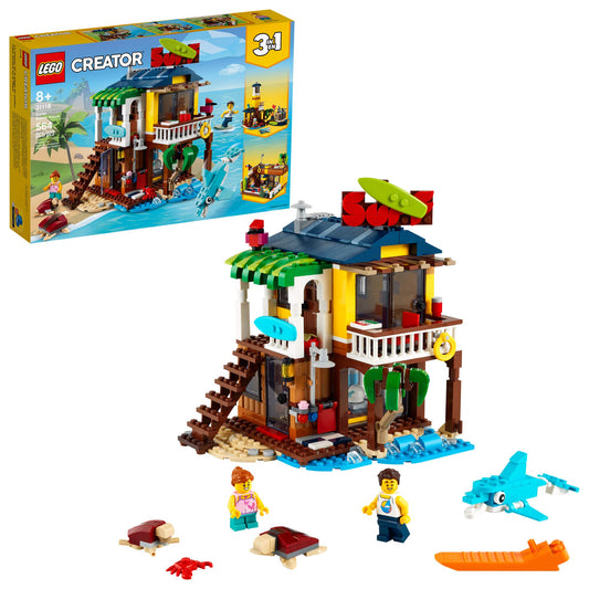 LEGO Creator 3in1 Surfer Beach House exterior with bright coastal colors for imaginative play.