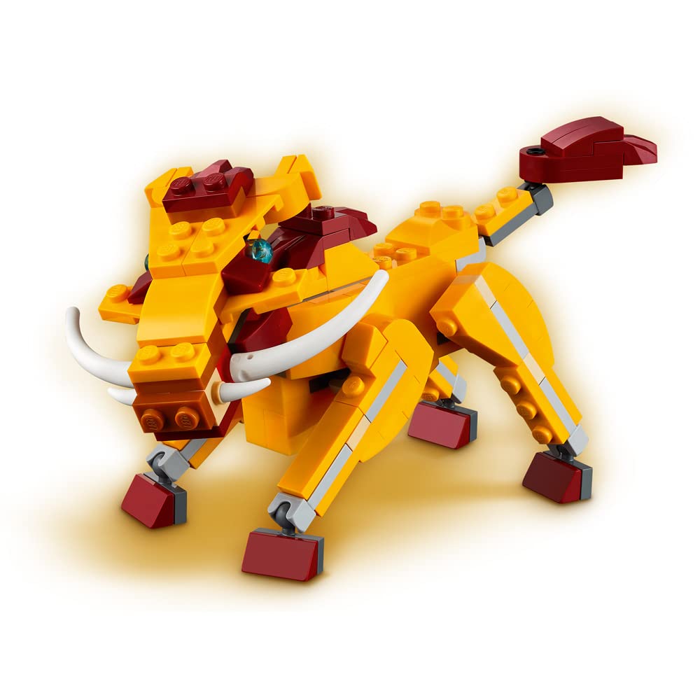 LEGO Creator 3in1 Wild Lion measures about 12 cm high for portable fun.