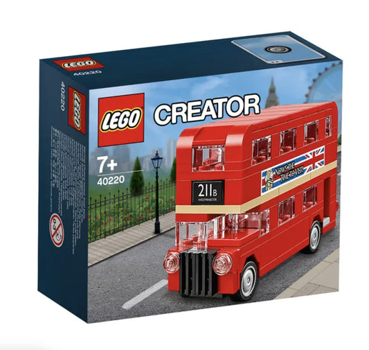 LEGO Creator Double Decker London Bus assembly shows authentic bricks and turning wheels for realistic play.