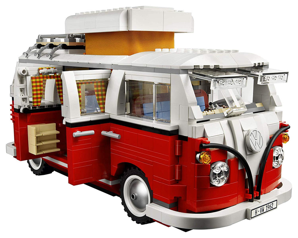LEGO VW T1 Camper Van interior with folding bench and bed setup