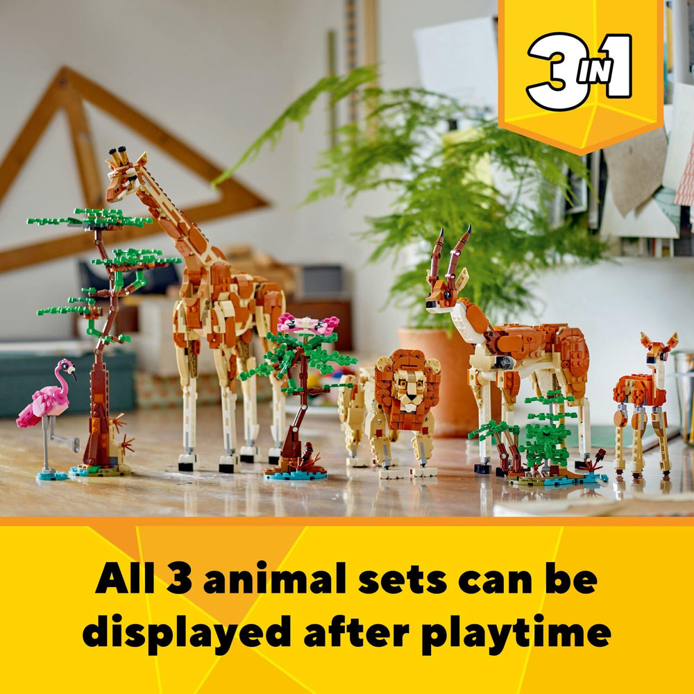 LEGO Creator 3-in-1 Wild Safari Animals display model ready for shelf